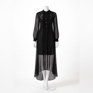 Black Sheer Long Sleeve Maxi Dress